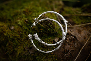 Sterling silver Oak twig hoops ~ for Growth & Patience