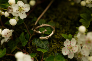 9ct gold Hawthorne twig ring ~ For Hope, New Beginnings & Fertility