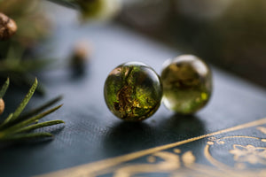 Forest moss and gold leaf earrings