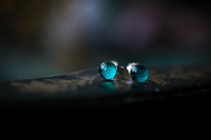 Turquoise blue hydrangea petal earrings