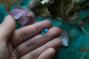 Turquoise blue hydrangea petal earrings