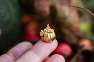 Samhain Pumpkin Pendant in Gold Vermeil