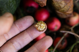 Samhain Pumpkin Pendant in Gold Vermeil