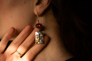 Autumn Rosehip earrings - Sterling silver with Hessonite Garnet