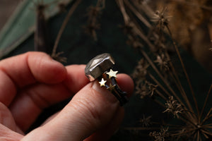 Northern lights ring ~ Labradorite, Rutile Quartz & Birch