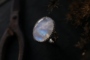 Northern lights ring ~ Moonstone & Birch