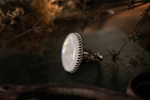 Northern lights ring ~ Moonstone & Birch