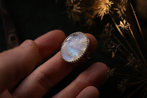 Northern lights ring ~ Moonstone & Birch