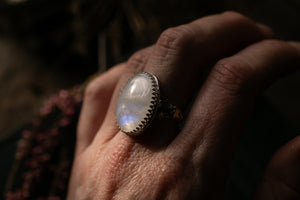 Northern lights ring ~ Moonstone & Birch