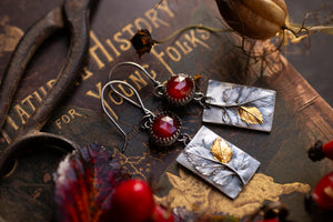 Autumn Rosehip earrings - Sterling silver with Hessonite Garnet