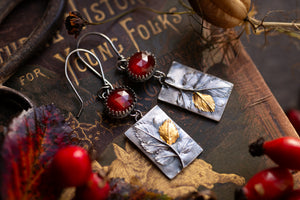 Autumn Rosehip earrings - Sterling silver with Hessonite Garnet