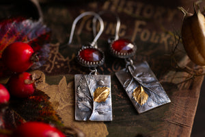 Autumn Rosehip earrings - Sterling silver with Hessonite Garnet