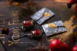 Autumn Rosehip earrings - Sterling silver with Hessonite Garnet