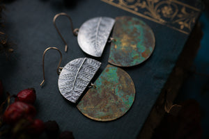 Fern and brass statement earrings ~ For Magic &Protection