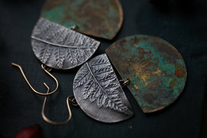 Fern and brass statement earrings ~ For Magic &Protection