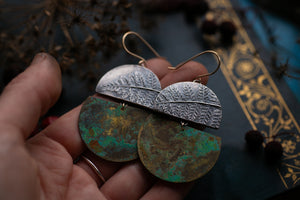 Fern and brass statement earrings ~ For Magic &Protection