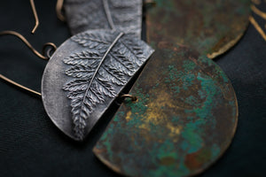 Fern and brass statement earrings ~ For Magic &Protection