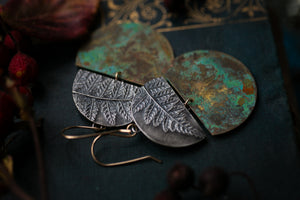 Fern and brass statement earrings ~ For Magic &Protection