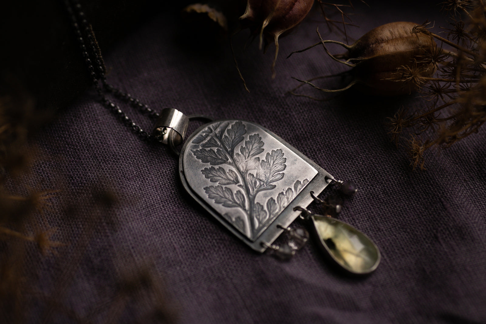 OOAK Forest Fern and Prehnite pendant