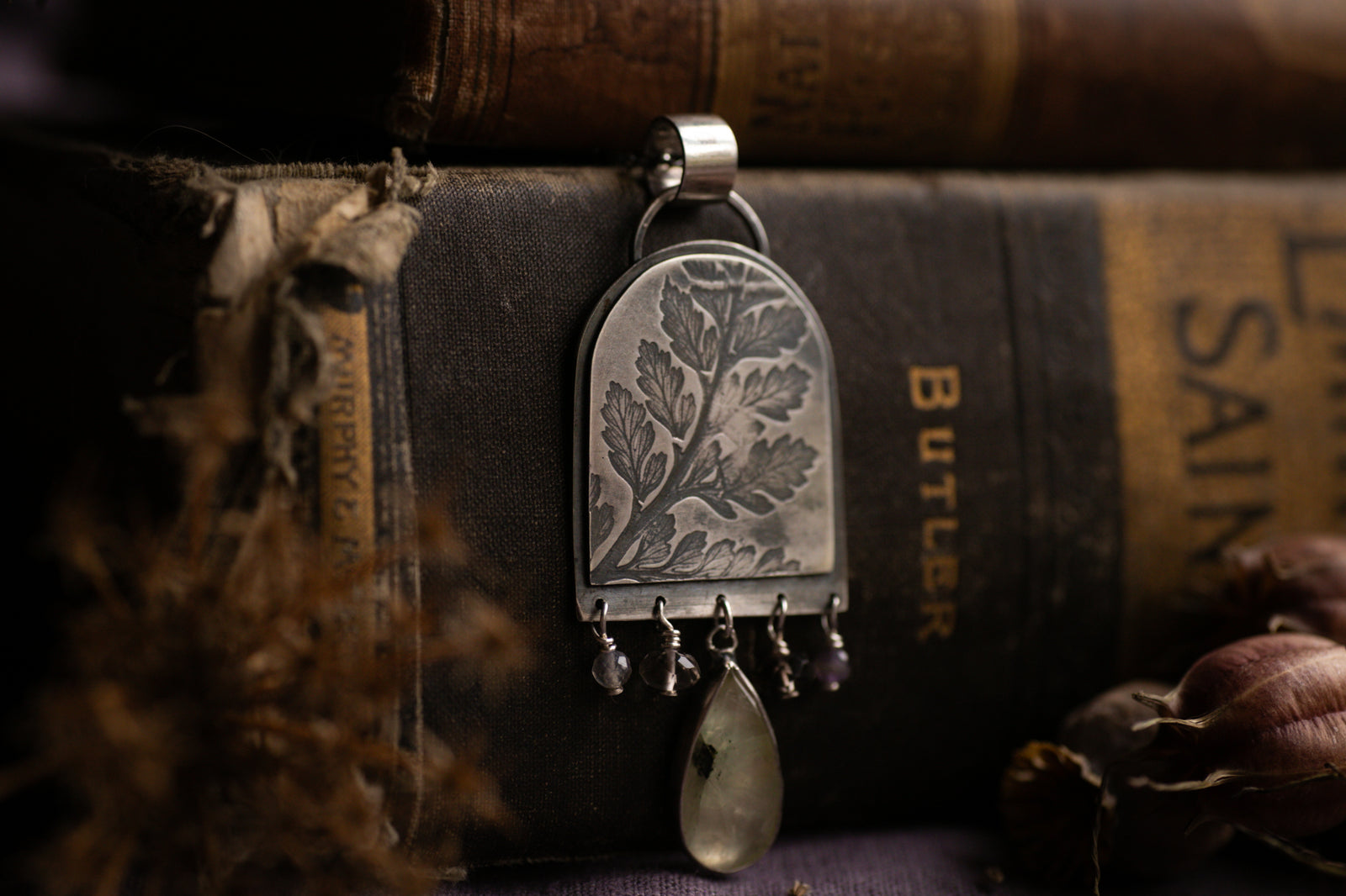 OOAK Forest Fern and Prehnite pendant