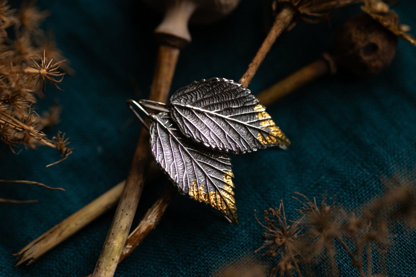 Blackberry leaf earrings for strength, Protection & Resiliance