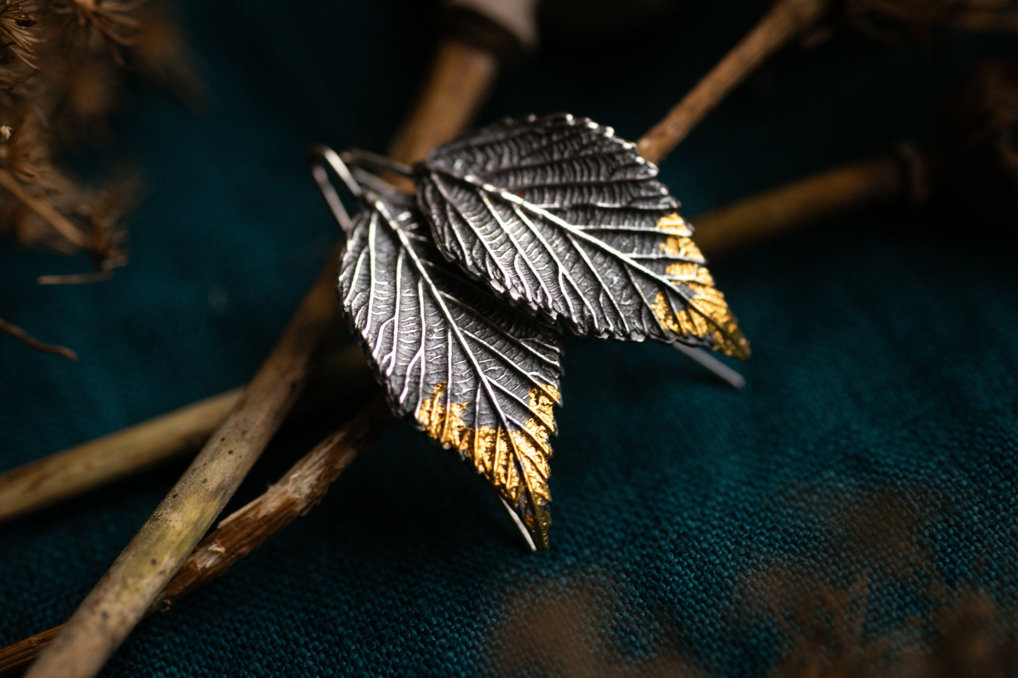 Blackberry leaf earrings for strength, Protection & Resiliance