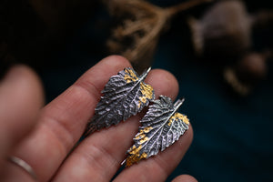 Nettle leaf earrings with 24k gold