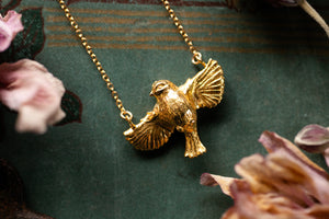 Miniature Blue tit pendant - Gold Vermeil finish