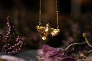 Miniature Blue tit pendant - Gold Vermeil finish
