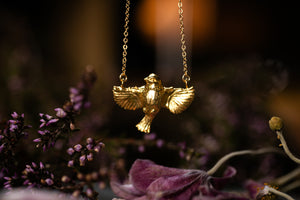 Miniature Blue tit pendant - Gold Vermeil finish