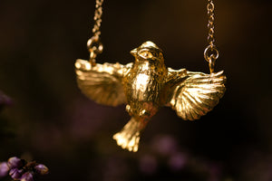 Miniature Blue tit pendant - Gold Vermeil finish