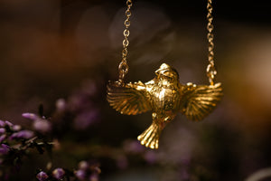 Miniature Blue tit pendant - Gold Vermeil finish