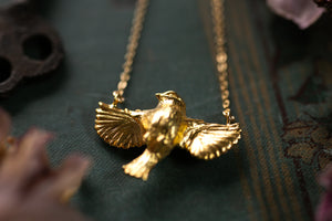 Miniature Blue tit pendant - Gold Vermeil finish