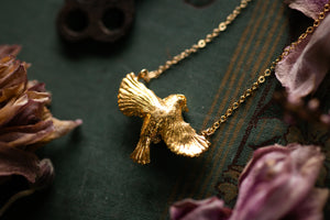 Miniature Blue tit pendant - Gold Vermeil finish