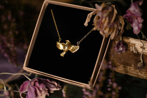 Miniature Blue tit pendant - Gold Vermeil finish