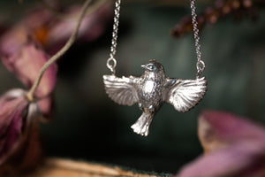 Miniature Blue tit pendant - Sterling Silver