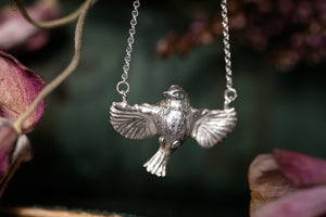 Miniature Blue tit pendant - Sterling Silver