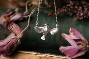 Miniature Blue tit pendant - Sterling Silver