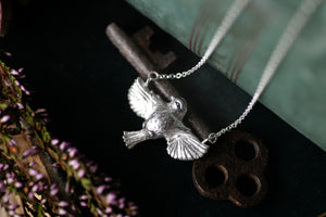 Miniature Blue tit pendant - Sterling Silver
