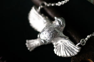 Miniature Blue tit pendant - Sterling Silver