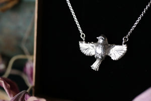 Miniature Blue tit pendant - Sterling Silver