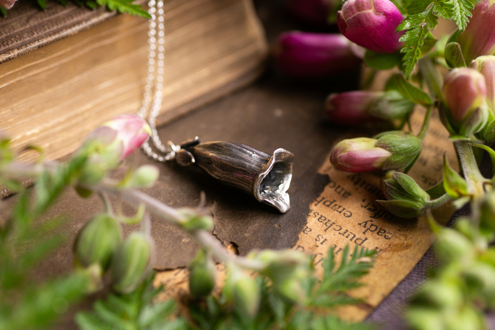 Hand-sculpted Foxglove pendant ~ Herb of the fairy women