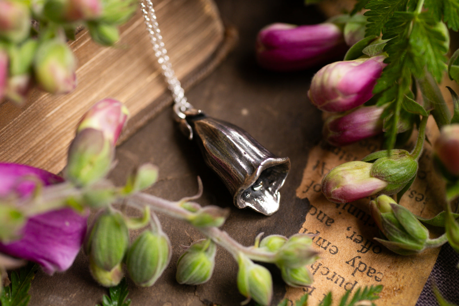 Hand-sculpted Foxglove pendant ~ Herb of the fairy women