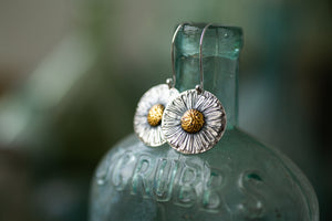 Daisy drop earrings with 24k gold ~ For Joy & New Beginnings