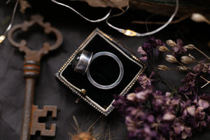 Labradorite & Golden rutile doublet ring