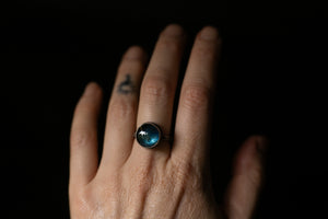 Labradorite & Golden rutile doublet ring