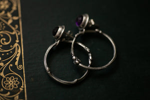 Amethyst and Oak twig hoops ~ for Growth & Patience
