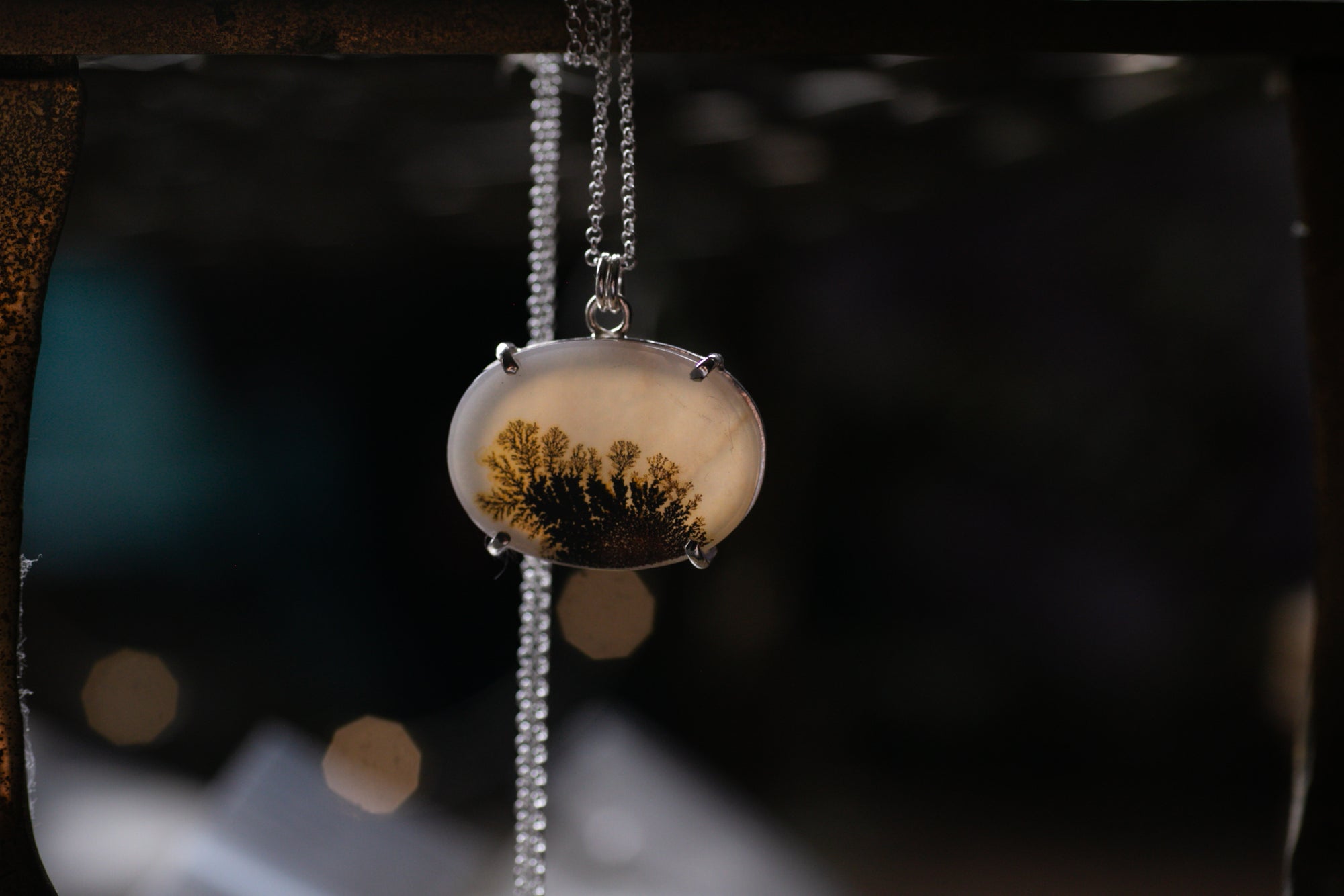 Claw set Dendritic agate pendant #1