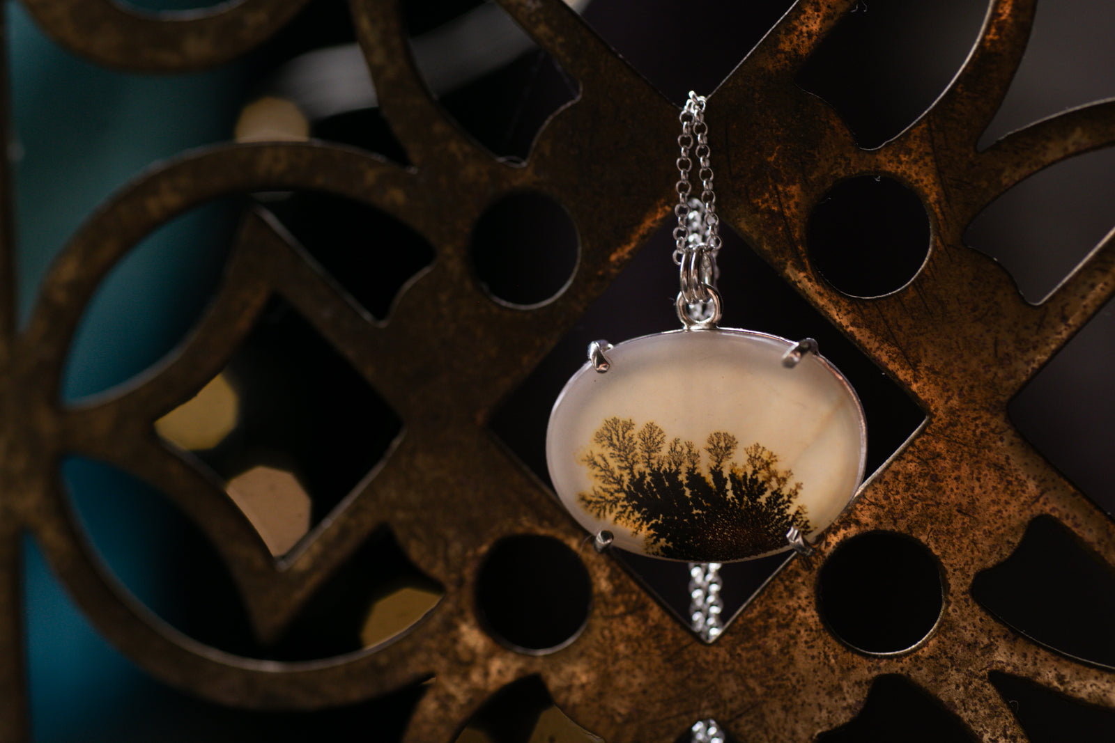 Claw set Dendritic agate pendant #1