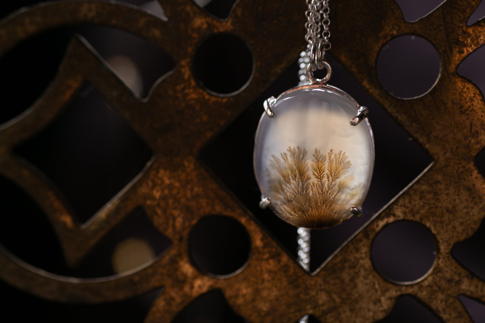 Claw set Dendritic agate pendant #7